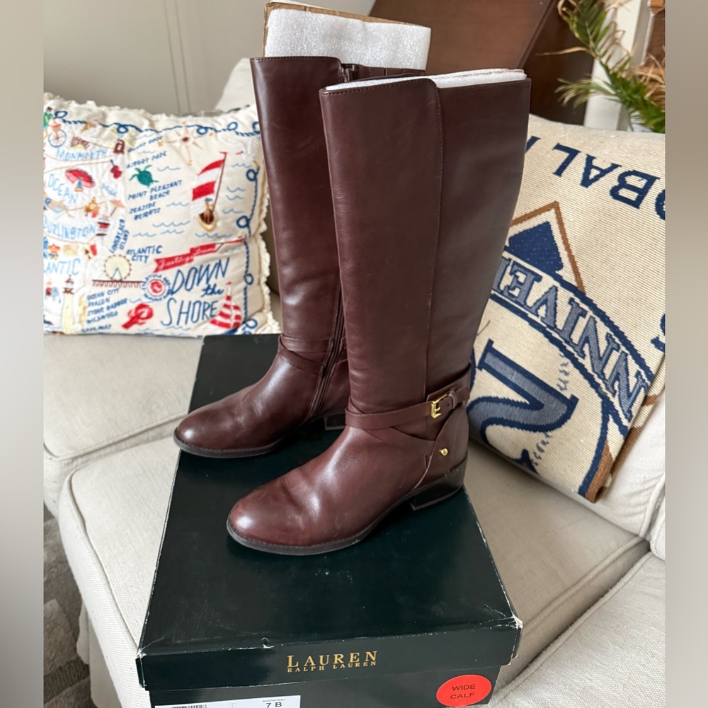 Ralph Lauren Brown Heeled Boots $50.00....original price $150  size 7B wide calf